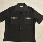 Vtg Men's L Mr. California Black White Button Up  Shirt Short Sleeve Retro