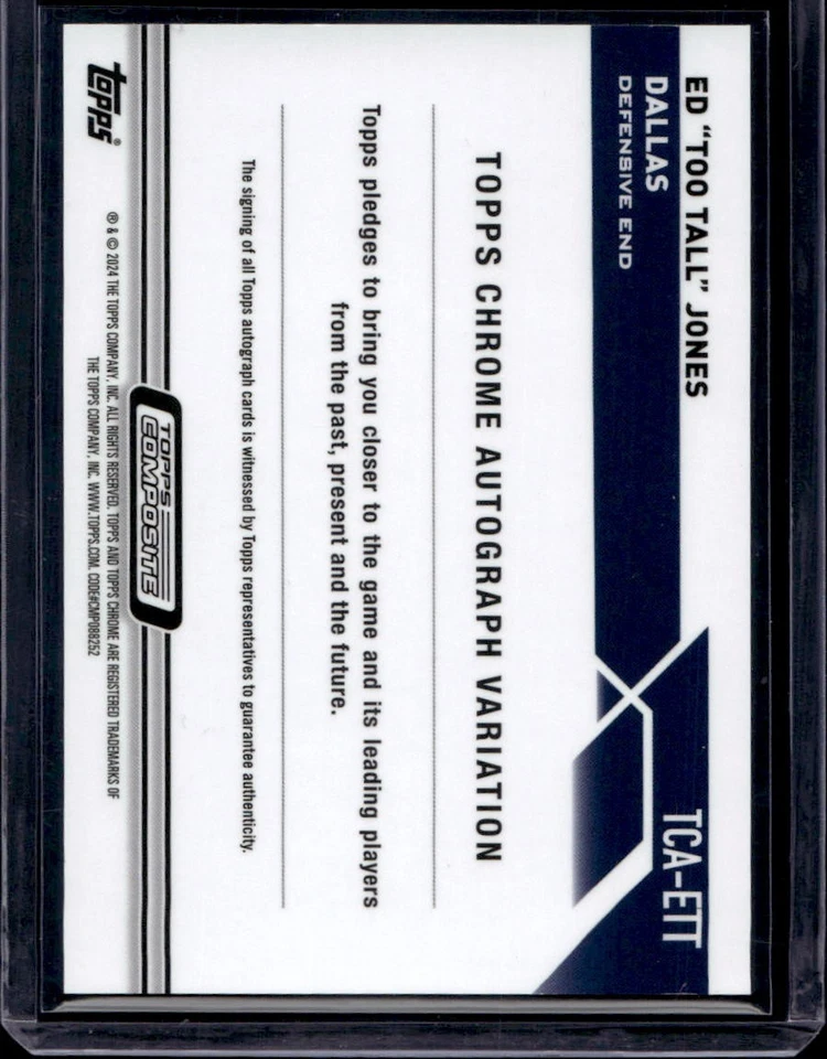 Ed “Too Tall” Jones Auto /175 2024 Topps Chrome Purple Dallas Cowboys Autograph - Image 2 of 2