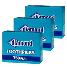 Diamond Flat Toothpicks 750ct, 3 Pack 750 Count Pack of 3