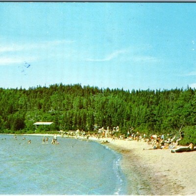 1960s Terra Nova National Park Newfoundland Canada Postcard Sandy Point Swimming