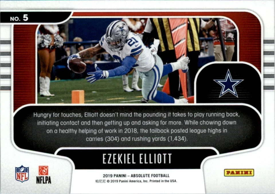 2019 Absolute Red Zone #5 Ezekiel Elliott - FB - Image 2 of 2