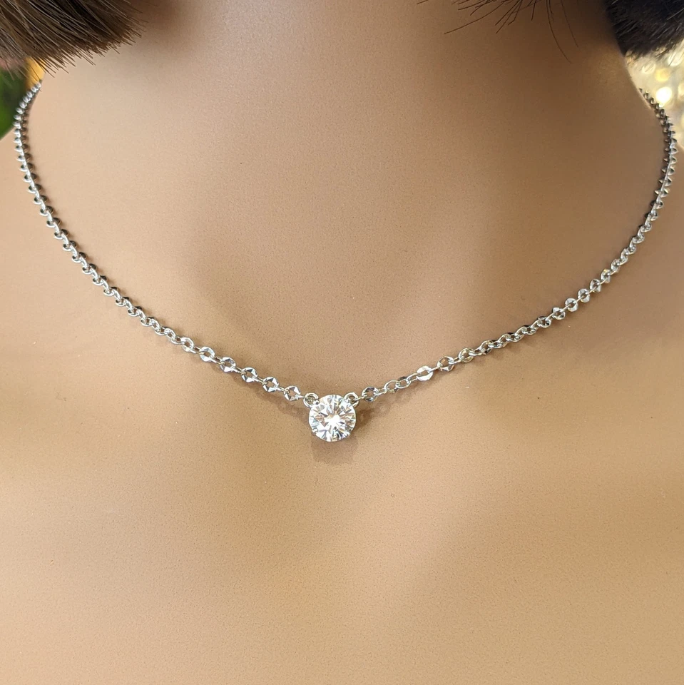 GIA 1.06 克拉 F-VS2 钻石吊坠项链 14k & 18k 白金 - HM2754AS