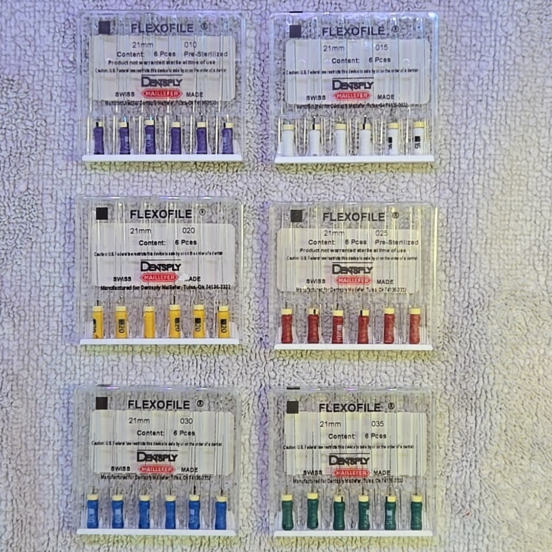 Dentsply Flexofile Endo 21mm 6 SIZES 010 015 020 025 030 035 Sealed **LOT 1**