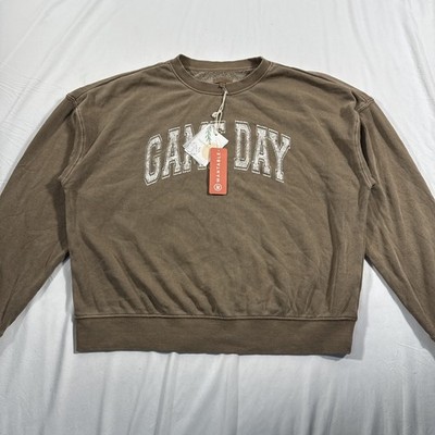 Thread & Supply  Game Day  Crewneck Sweatshirt Brown Women s Large NWT $61