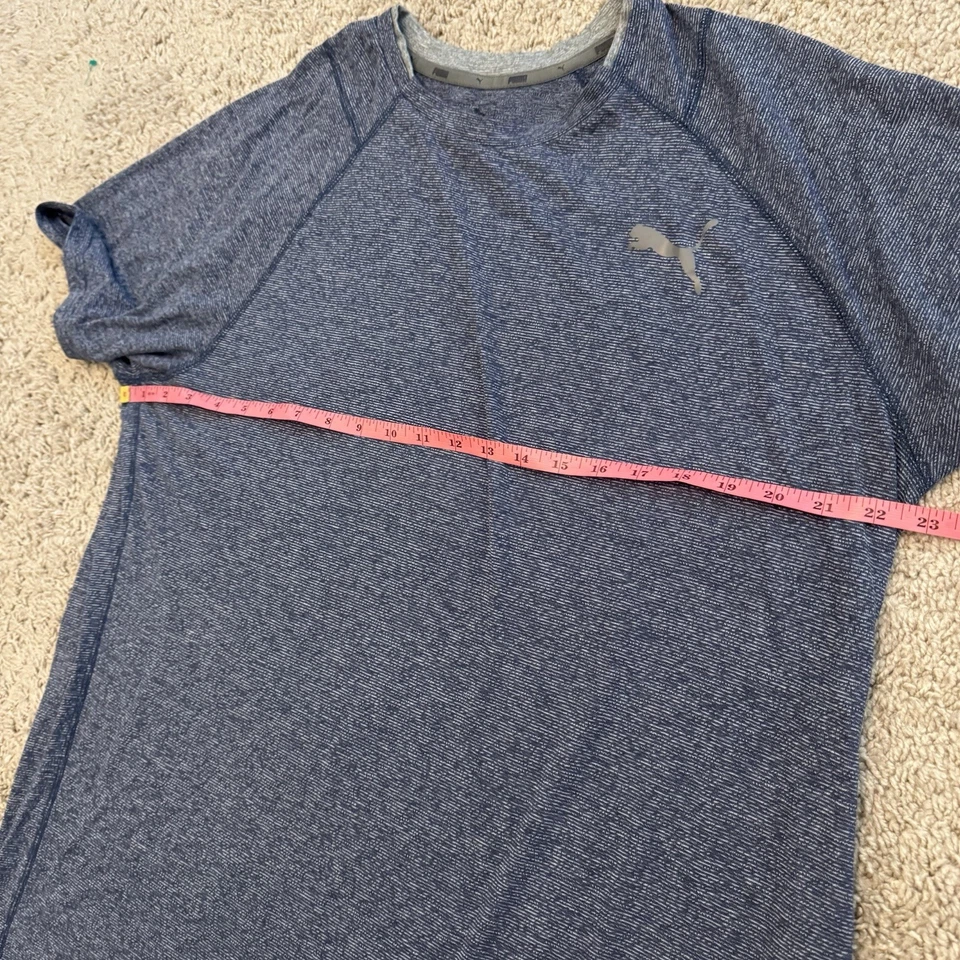 Camisa Puma Camiseta Para Hombre XL Manga Corta Calce Seco Azul Gris Raglán Foto 3 de 4