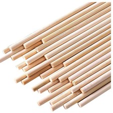 HOPELF 100PCS Dowel Rods Wood Sticks Wooden - 1/8 1/8" x 6", Beige 