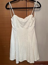 Windsor Spaghetti Strap White Eyelet Mini Skater Dress 