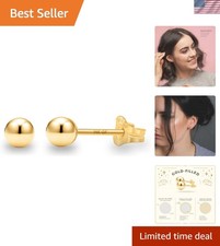 Luxurious 14K Gold Stud Earrings Hypoallergenic Comfort 3mm - 9mm Sizes