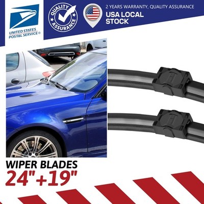 2Pcs Front Windshield Flat Wiper Blades Set For BMW 335i M3 2005-2009 24''+19''