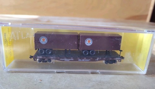 Coche plano Atlas escala N 3751 Pennsylvania RR piggyback con dos remolques NUEVO EN CAJA  | Condition: New