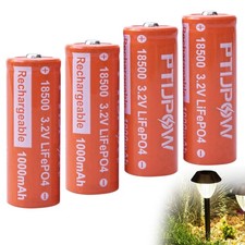 18500 3.2V LiFePO4 Battery 1000mAh 4-Pack Solar Lithium Iron Phosphate NEW
