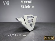 3D V6 KFZ  Metall Aufkleber Emblem Auto Logo Tuning Schriftzug Chrome Silber