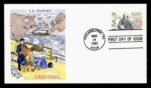 DR WHO 1983 FDC SWEDEN TREATY ANIV DORIS GOLD CACHET M71411