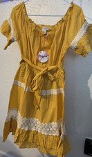 Hayden Los Angeles Women's Dress Mustard with White Trim  NEW Size Large