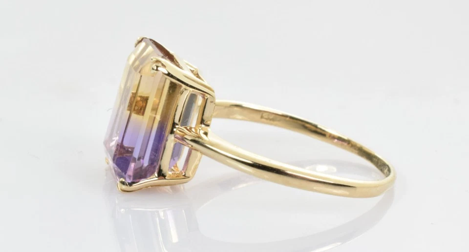Anillo grande de ametrino en oro amarillo de 14k 5 quilates talla 8 Foto 3 de 4