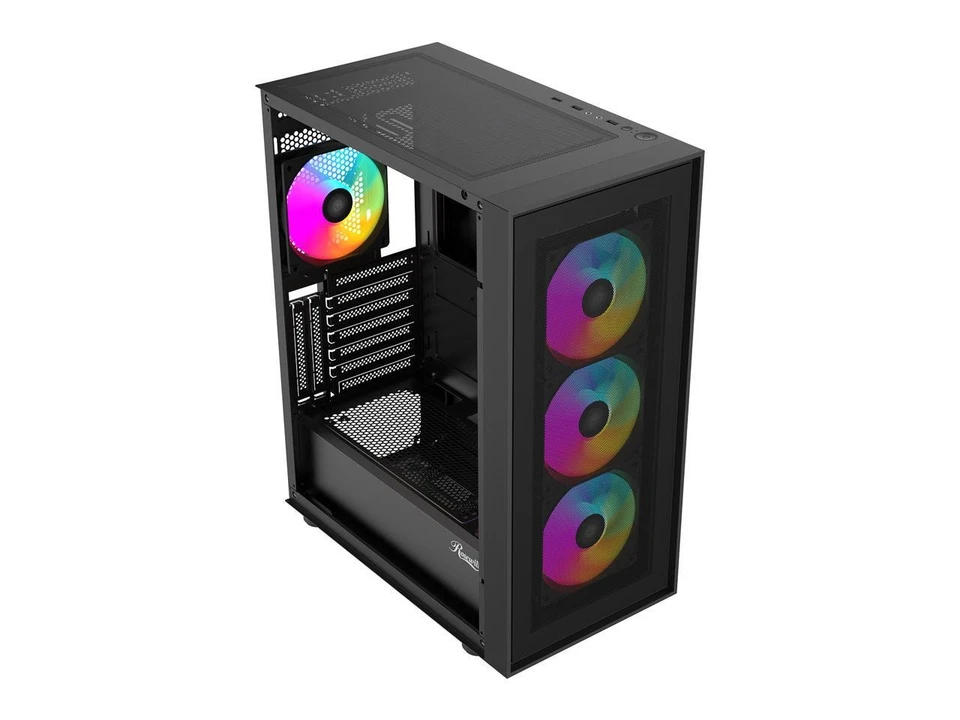 Rosewill ACA504B ATX Mid-Tower PC Case - Mesh Front, Tempered Glass, ARGB Fans, - Image 4 of 4