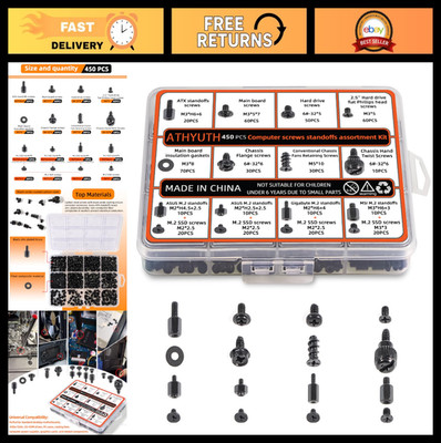 450-Piece PC Screw Kit for Building & Repair - M.2, HDD, SSD, Standoff Screws