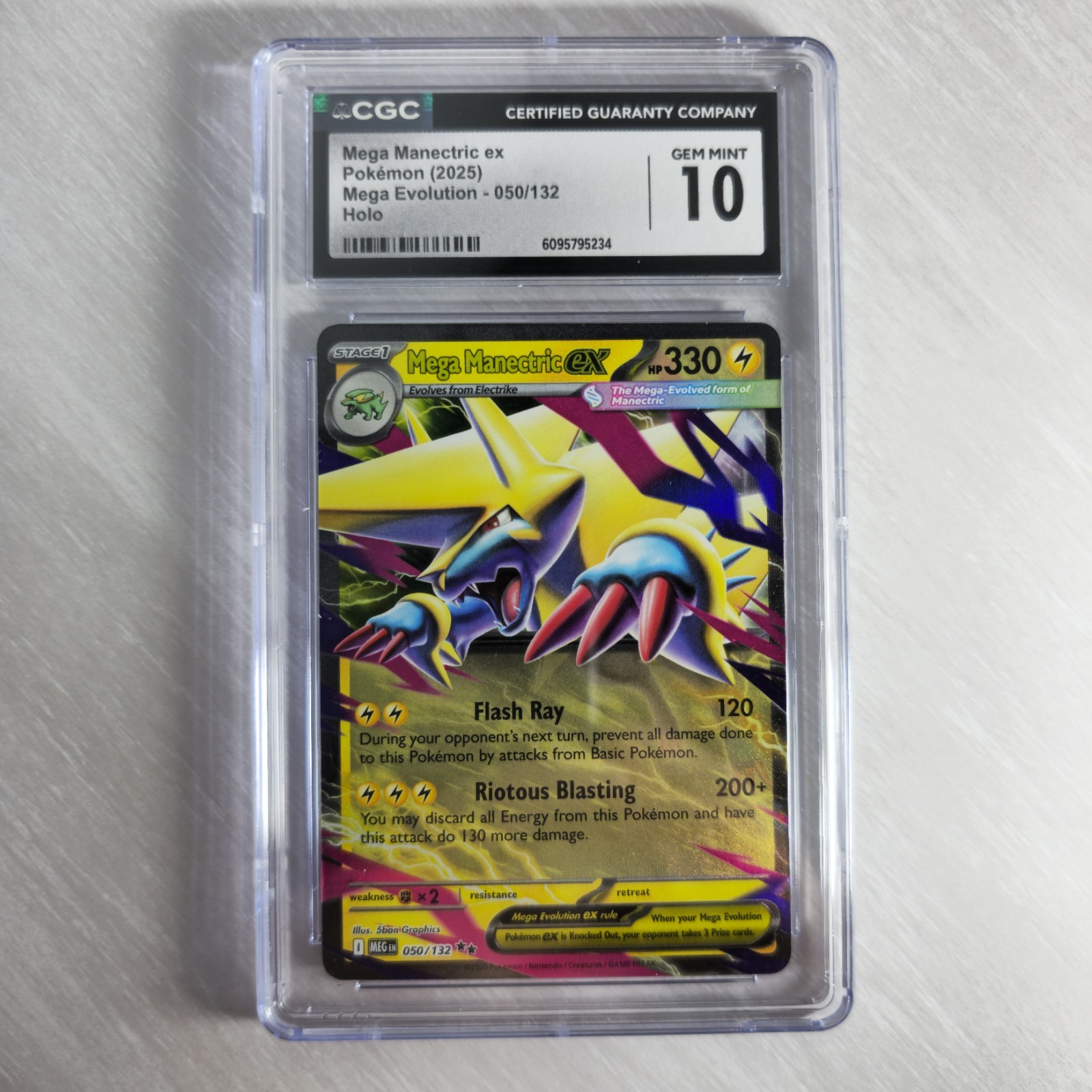 Mega Manectric Ex 050/132 CGC GEM MINT 10 Mega Evolution Pokemon TCG