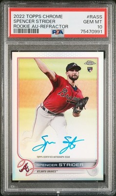 Spencer Strider Rookie Auto Refractor /499 PSA 10 2022 Topps Chrome Braves RC
