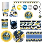 100pcs Batman Party Tableware Set Cups Plates Banner Balloons Job Lot