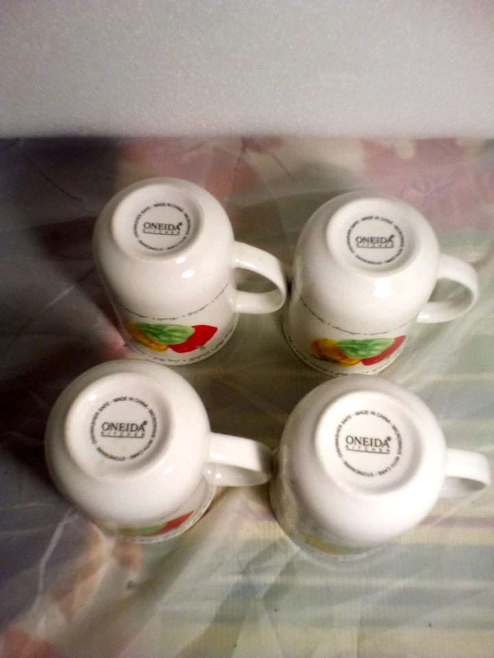 4 tazas de café con diseño de pimienta de cocina Oneida de colección abuela Country Core MCM Foto 3 de 3