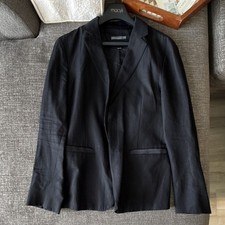 John Varvatos Men  s Black Solid Linen/Cotton Suit Jacket 50 Slim 2-Button