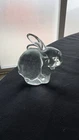 Vintage FENTON clear 3" CRYSTAL GLASS bunny RABBIT ONE EAR UP  Paperweight