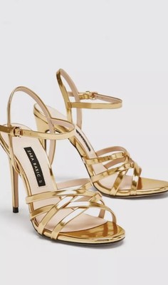 zara gold lace up sandals