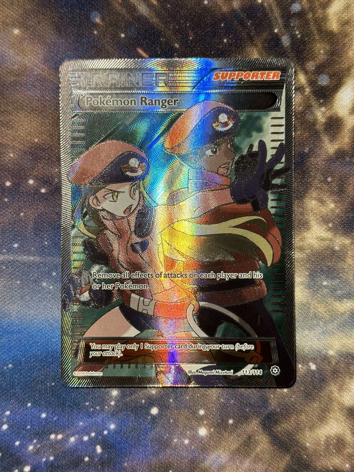 Pokemon Ranger 113/114 NM Ultra Rare Full Art Holo Trainer XY Steam Siege 2016