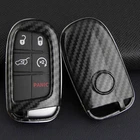 Carbon Fiber Car Key Fob Case Cover Holder For Jeep Dodge Chrysler Accessories