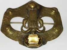 Antique Vintage Cobra Snakes Egyptian 20s Brooch Signed GNS Sash Pin WB21