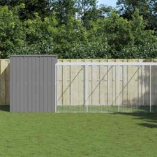 NNEVL Dog House with Run Light Grey 214x661x181 cm Galvanised Steel