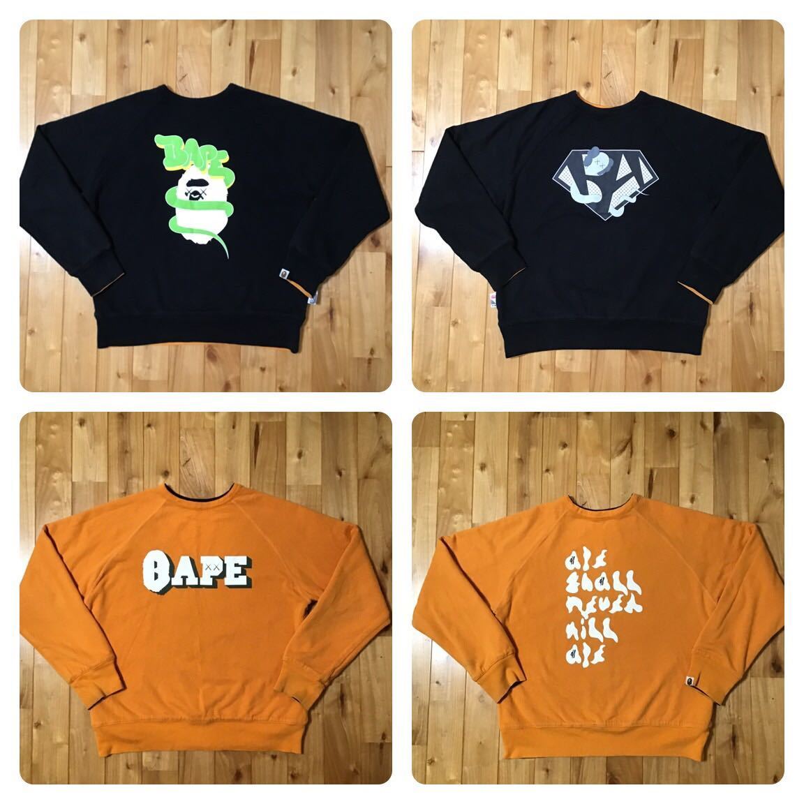 A BATHING APE ベイプ KAWS カウズ スウェット シャツ 2XL BAPE × kaws 4-sided reversible long sleeved sweat shirts A