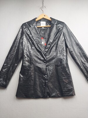 NWT Unique21 Jacket Womans Size Medium Black Faux Snakeskin Fast Shipping