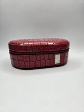 Caboodles Mirrored Make-up Bag Case Faux Alligator Shiny Burgundy   7.5"L