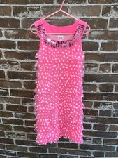 JUSTICE GIRLS 8 POLKA DOT PINK DRESS TULLE RUFFLES LAYERS SPARKLY DOTS