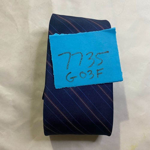 #7735 Christian Dior Monsieur Navy Blue and Red Stripped Mens Necktie, Tie - Bild 6 von 6