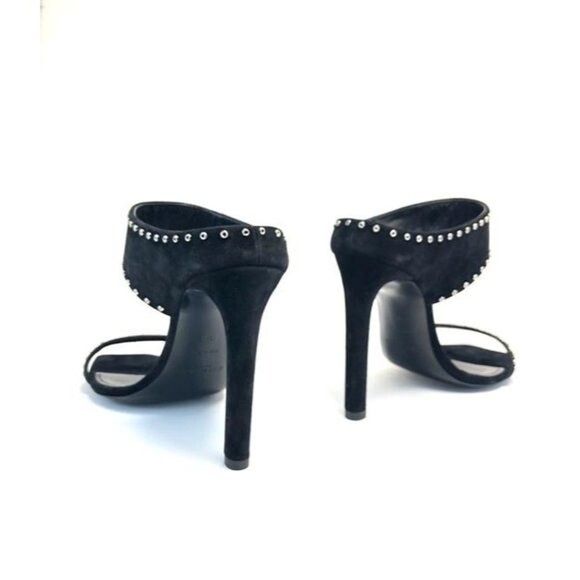 SAINT LAURENT Sandali in pelle scamosciata neri impreziositi muli IT36 US6