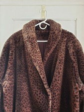 Vintage Faux Fur Coat, 3xl Gallery Animal Print Women's Coat, Long Outerwear