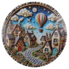 Wandbild Fesselballon 20 cm Ø Stadt Frühling Sommer Bild Deko MU J131