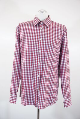 Marc O'Polo Freizeithemd Langarm Hemd 2XL rot weiß kariert Kentkragen C150