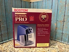 Vintage Boston School Pro Electric Pencil Sharpener Blue NIB Old Stock