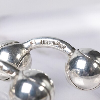 HERMES Tennis Ball Cufflinks Sterling Silver Mens S925 Auth Gift W