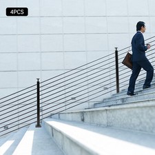 4 Piece Set Of Railing Posts W/ Screw Wrench, Horizontal Bracket+curved Bracket