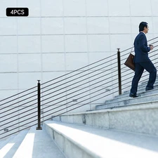 4 Piece Set Of Railing Posts W/ Screw Wrench, Horizontal Bracket+curved Bracket