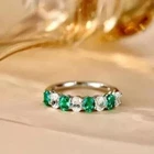 14K White Gold Plated 2Ct Lab-Created Emerald & Diamond Engagement Ring Band