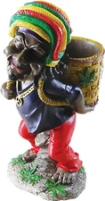 17" Rasta Jamaican Man Standing and Holding Basket Polyresin Ashtray Decoration