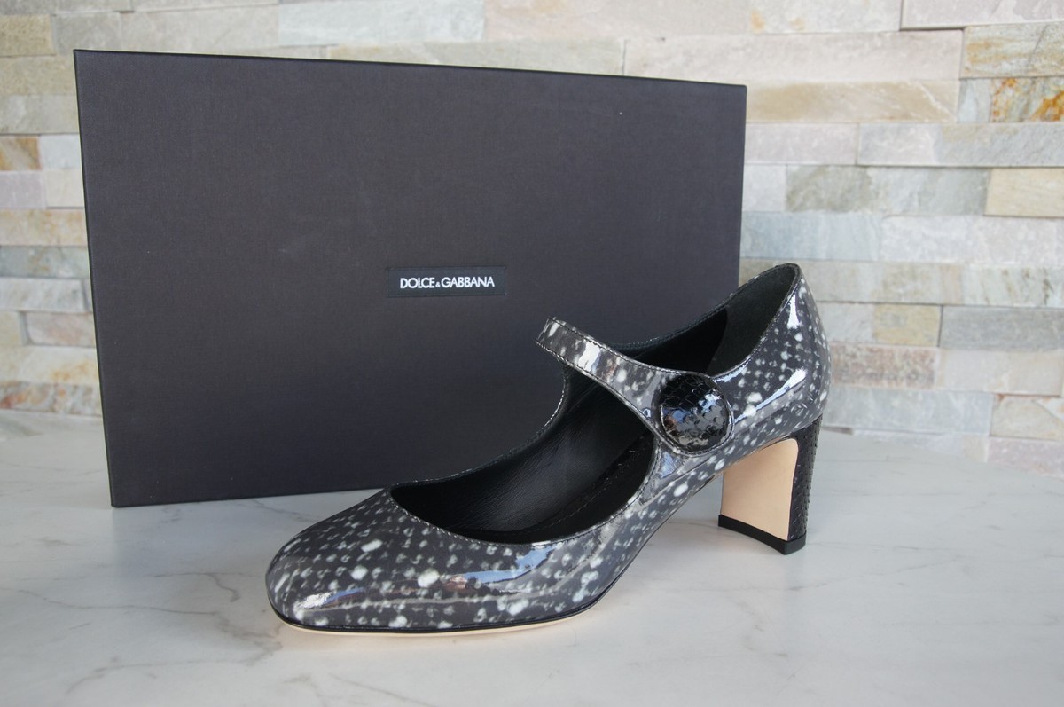 Dolce Gabbana D&G Size 37 Pumps Shoes Black Knit Pattern New