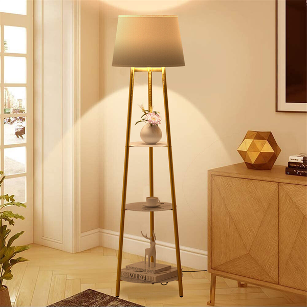 Stehlampe Wohnzimmer Stehleuchte Dimmbar Standleuchte Mit Stoffschirm 160Cm HöHe-image