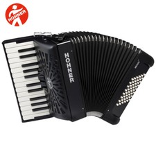 Hohner Bravo BR48BLK fisarmonica pianoforte basso 26 tasti 48 Jet Black con borsa e cinghie